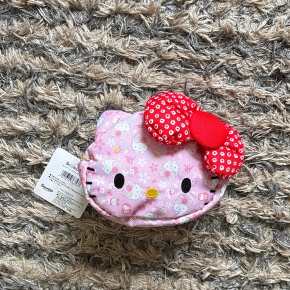 Sanrio Handbags - Sanrio Original Edition Hello Kitty Pink Pouch with Red Bow Collector Piece New!